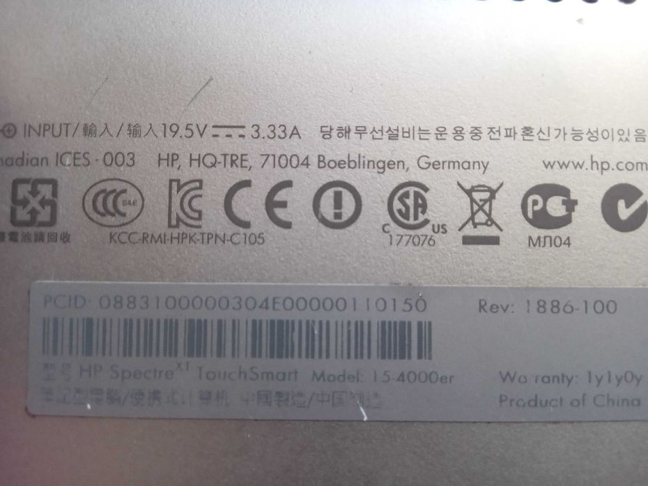 HP Spectre TouchSmart 15-4000er на запчастини.