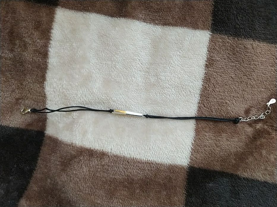 Bransoletka rzemyk z blaszką srebro