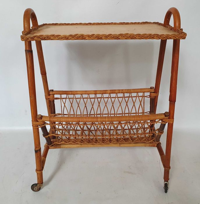 gazetnik kosz bambusowy vintage masywny rattanowy