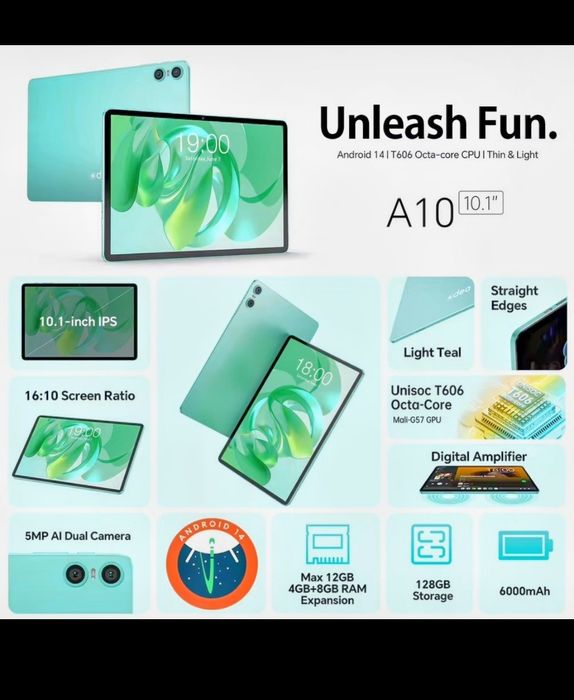 Tablet 6GB+6GB/128 GB android 14,10,1 polegadas novo na caixa. GPS