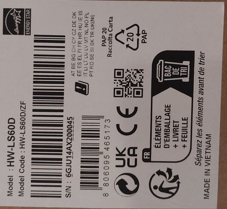 Sistema Som Samsung Music Frame LS60D NOVO EMBALADO.