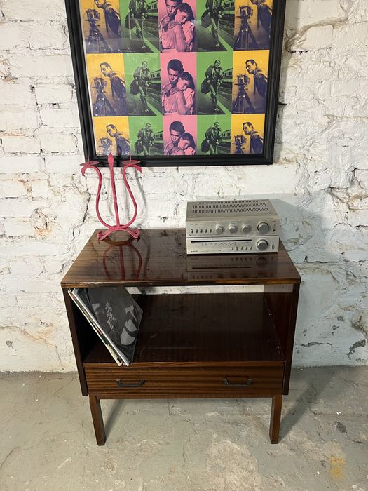 Stolik pod sprzęt rtv gramofon winyle prl vintage retro