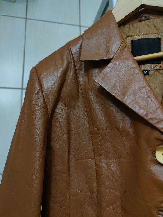 marynarka skórzana brązowa damska M classic sport vintage retro
