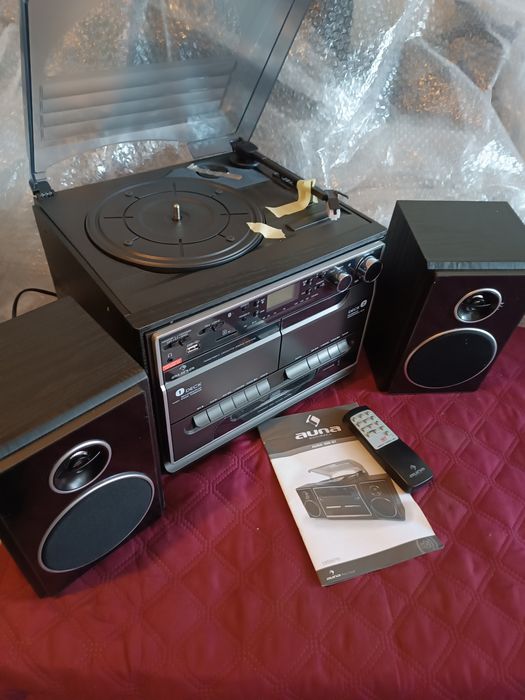 Програвач вінілу, стереосистема Auna 388-BT, MP3, FM, SD, AUX, касета