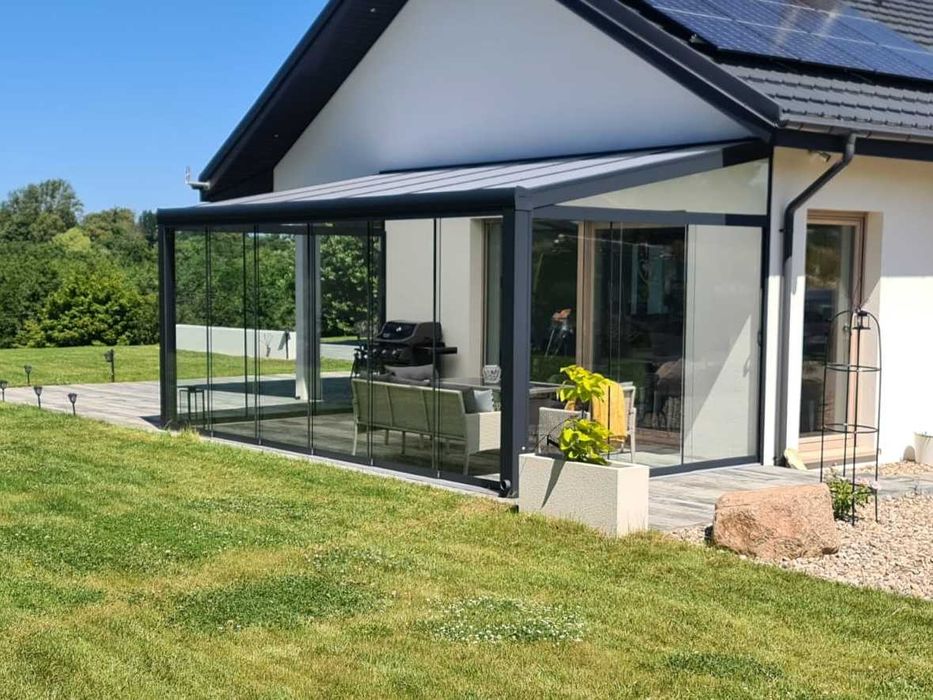 Zadaszenie tarasu aluminiowe, pergola, poliwęglan, szkło, ogród zimowy