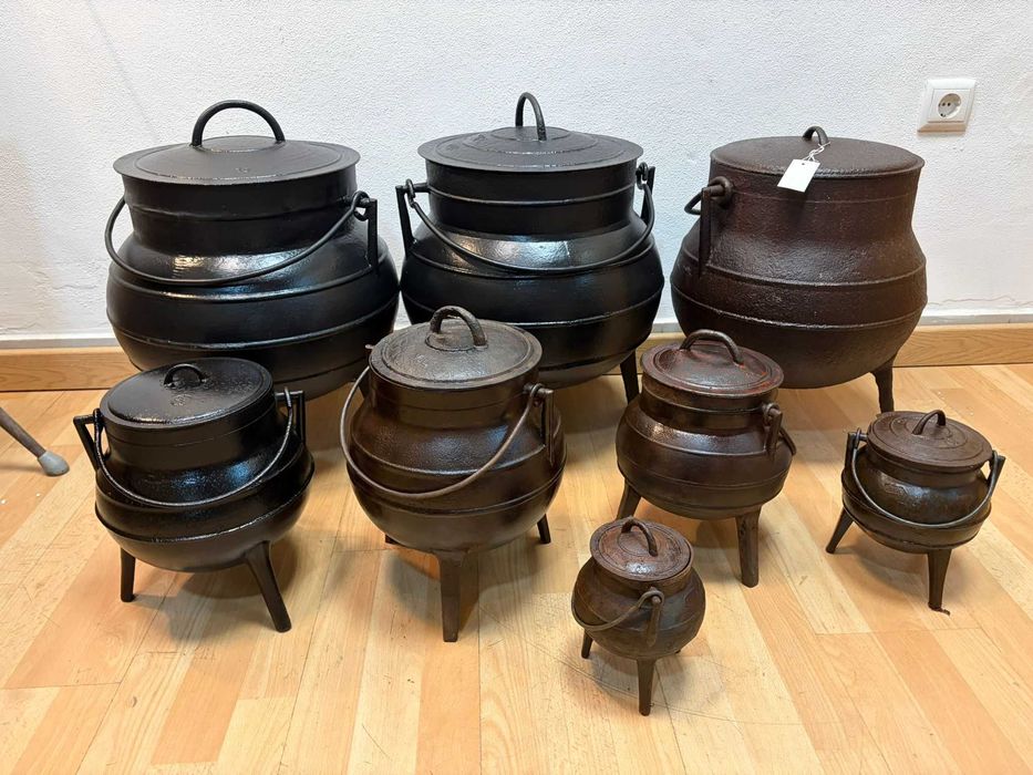 Panelas ou caldeiroes com 3 pernas em ferro fundido