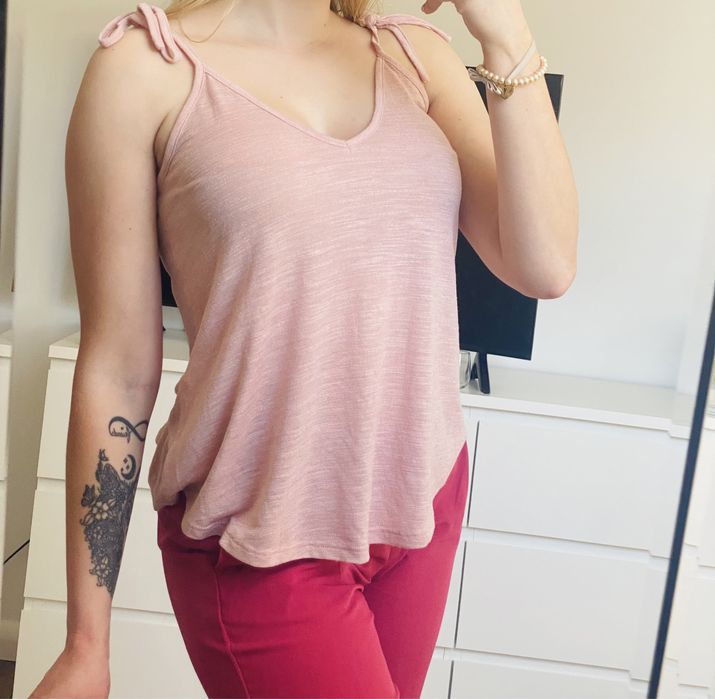 Wiązany top New Look 36 (S) pudrowy róż