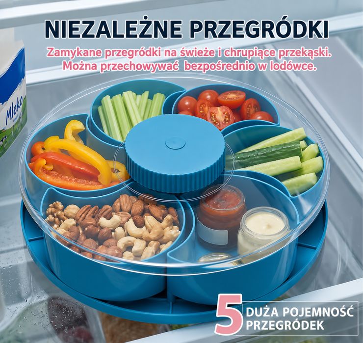 Taca do serwowania przekąsek Eviro SERVELLO obrotowa zamykana