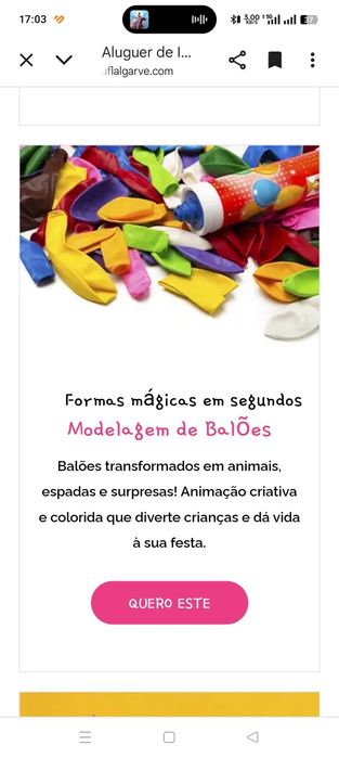 Animação e insufláveis