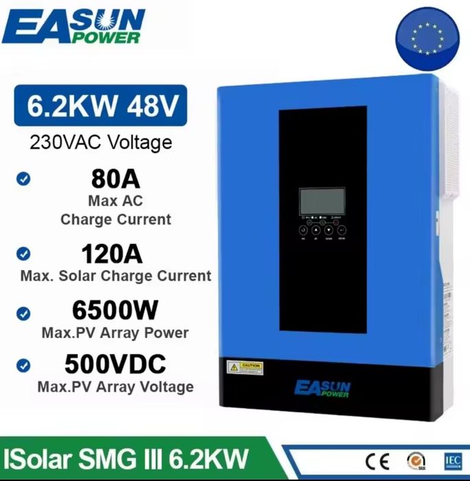 Гібридний сонячний інвертор EASUN POWER 6.2kW 48V ISolar- S