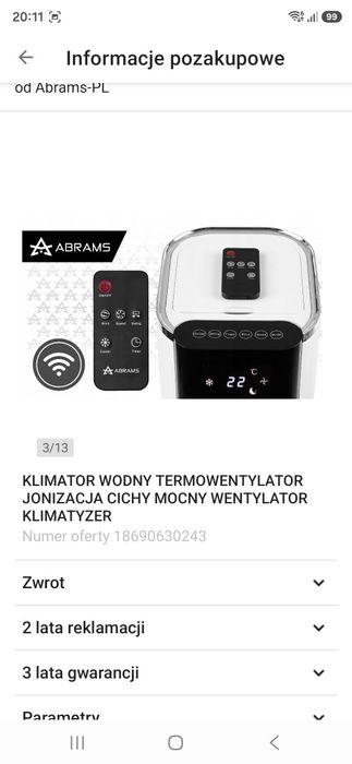 Sprzedam klimatyzer wodny. Jak nowy. Użyty tylko raz.
