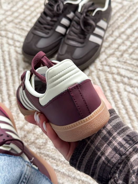 Adidas Samba OG Maroon жіночі кросівки адідас самба бордові шкіряні