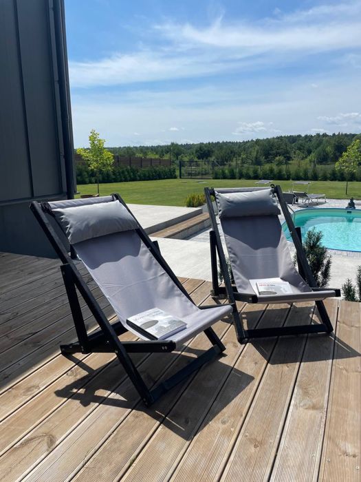 Шезлонг з подушкою розкладний деревʼяний, кресло шезлонг, лежак