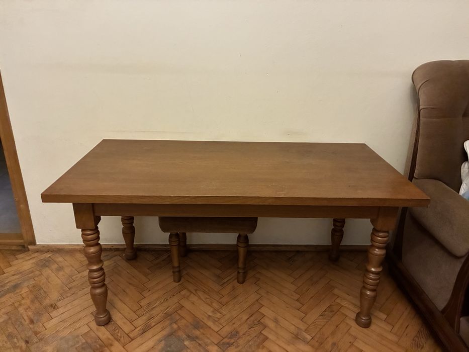 Regał drewniany, szafka RTV i stolik