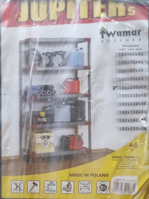 Regał magazynowy, garażowy plastikowy JUPITER- 5 180x100x46