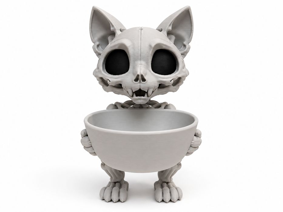 Bowl de Halloween com forma de gato esqueleto