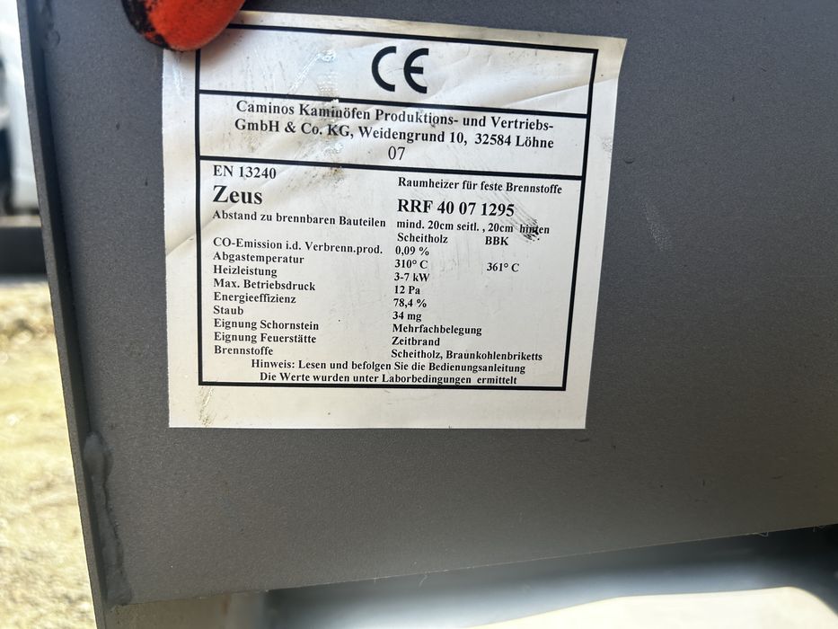 Piec koza kominek wolnostojący Zeus 7kw szamot