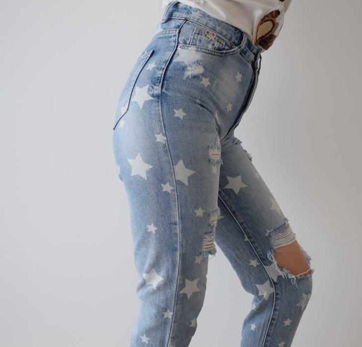 By o la la spodnie jeansy wysoki stan  34 xs / s grube vintage mom