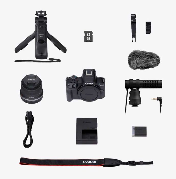 Canon EOS R50 + Objetiva RF-S 18-45mm + Kit para criadores de conteúdo