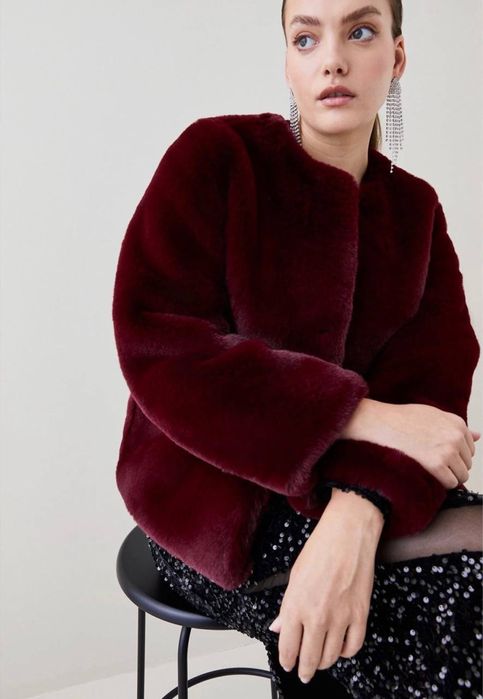 Винна жіноча шуба зі штучного хутра orsay