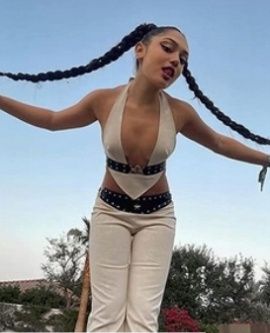 Kok dopinany warkocz  treska popielaty brąz długie 86CM