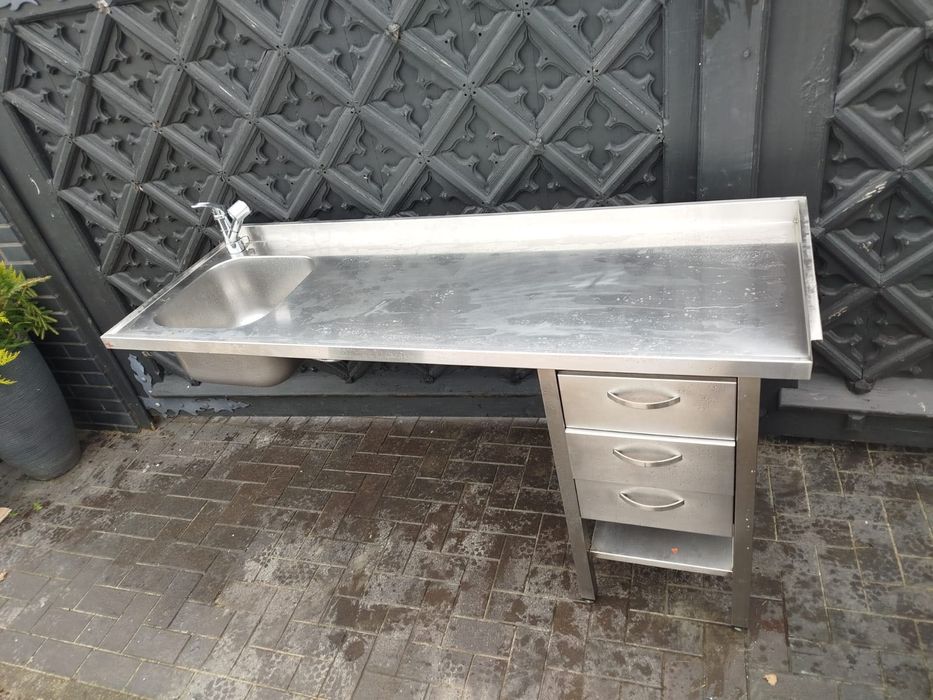 stół ze zlewem zlewozmywak roboczy nierdzewny