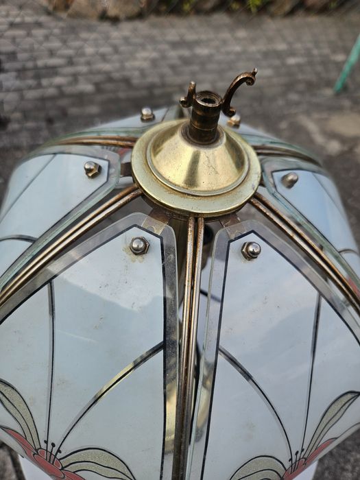 Lampa l 2203 stołowa witrazowa vintage