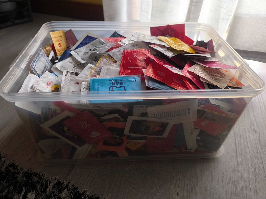 Coleção de pacotes de açúcar