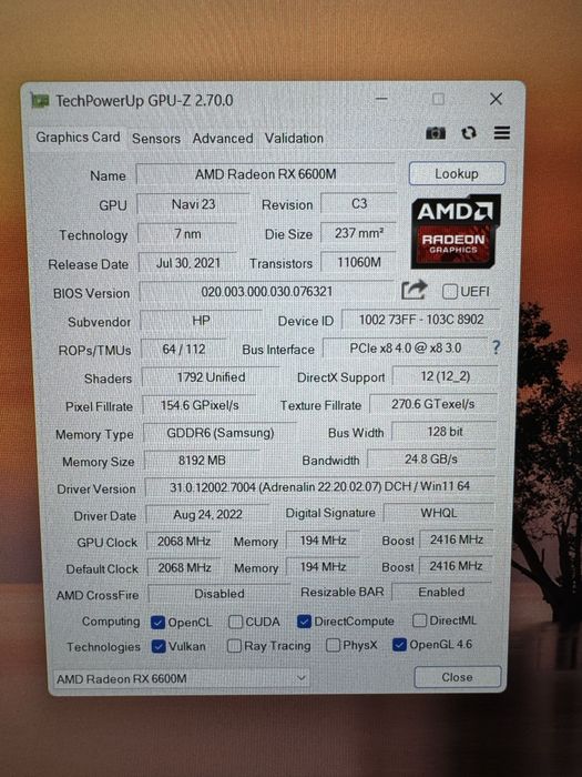HP OMEN 16 Gaming – Ryzen 7 | RX 6600M 8GB VRAM | 16GB RAM | 512GB SSD
