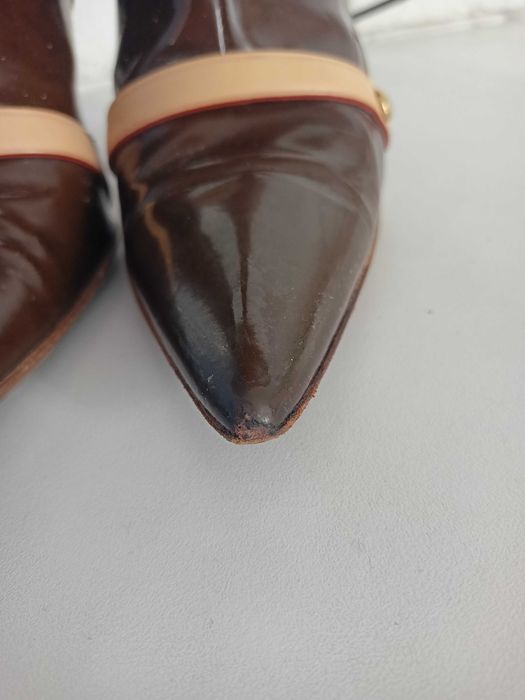 Buty botki lakierowane szpilki louis Vuitton