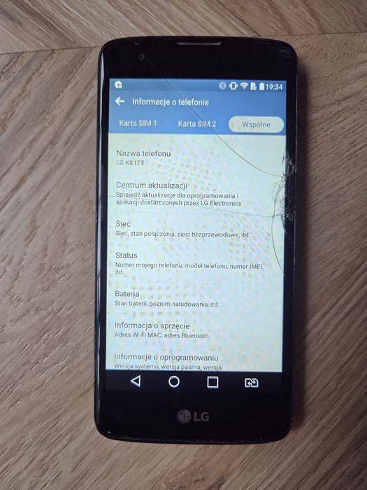 Telefon LG K8 sprawny, uszkodzony ekran