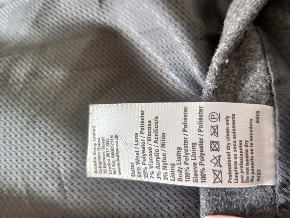 Xl-xxl płaszcz męski, kurtka w stylu militarnym, wełna 64% Burton