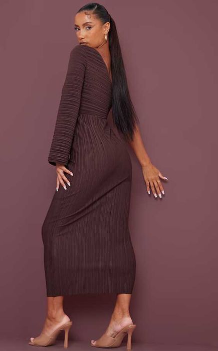 Czekoladowa sukienka na jedno ramię 42 PrettyLittleThing
