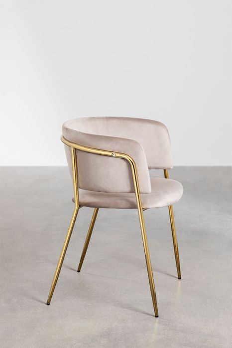 2 unid Cadeiras de veludo taupe novas