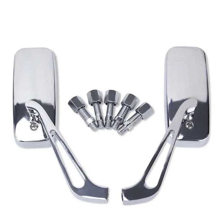 Par de Espelhos Retrovisores Retangulares de Haste Universal - 8/10mm