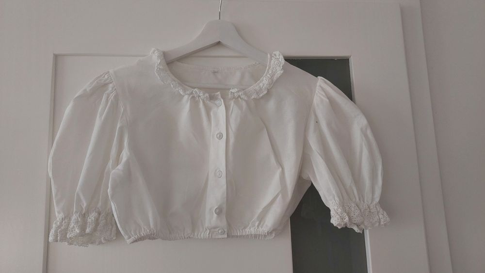 Piękna bawełniana krótka bluzka z bufiastymi rękawkami rozmiar L