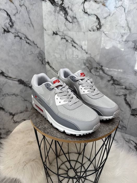 Кросівки Nike Air Max 90 Grey White Red•Найк Аір Макс (сірі), nike air max