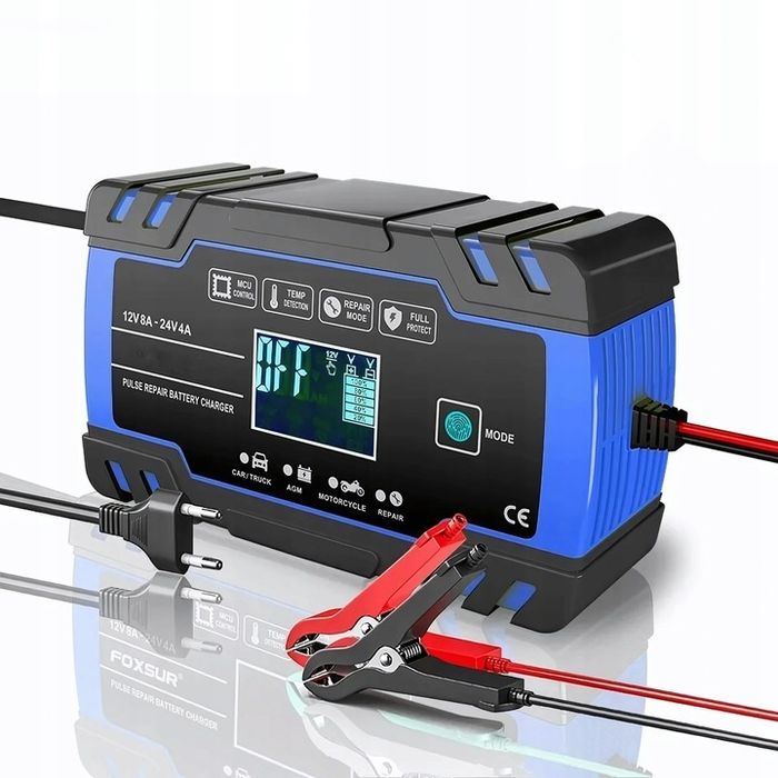 Automatyczny PROSTOWNIK ŁADOWARKA akumulatora 12V 24V 8A Foxsur 8a now