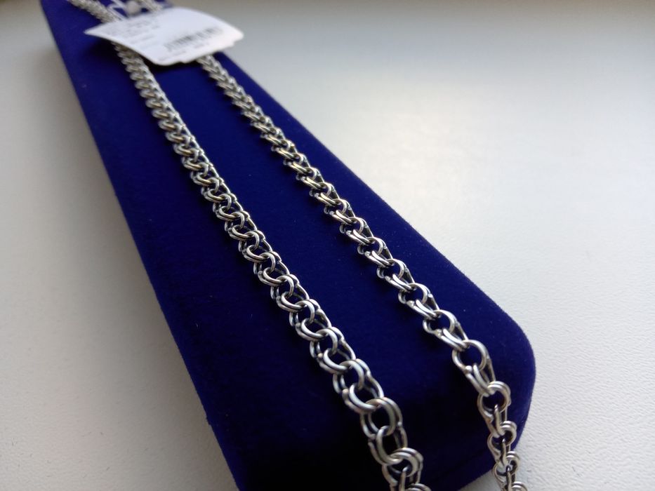 Срібна цепочка Бісмарк з чорнінням 55 50 69 см 9 10 грам ланцюг на шию