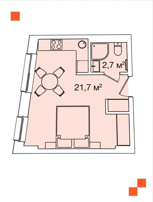 1-room apartment apartment by the address (area 24,4 m²) - Atlanta.ua - photo 8