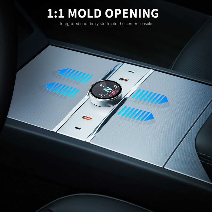 Hub USB de caixa de velocidades giratório inteligente para Tesla Model Y Juniper 2025+