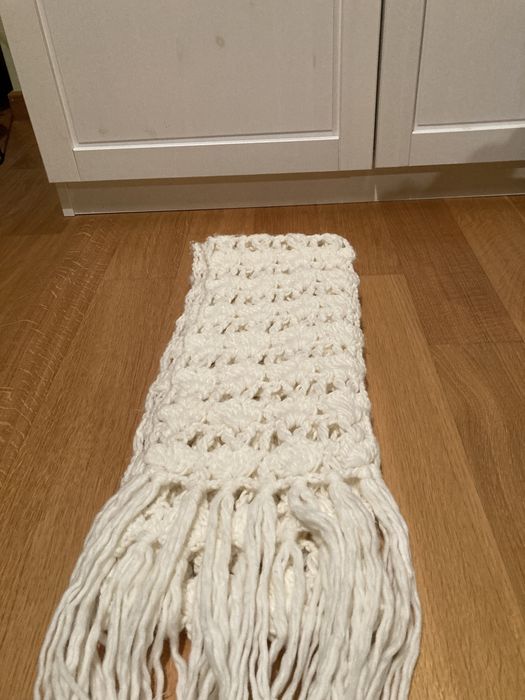 Szalik damski, ażurowy, biały/kremowy