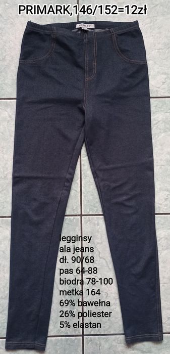 Legginsy dziewczęce ala jeans, Primark.