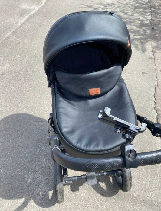 Дитячий коляска 2 в 1 Angelina Amica Bliss Еко шкіра ( колір чорний)