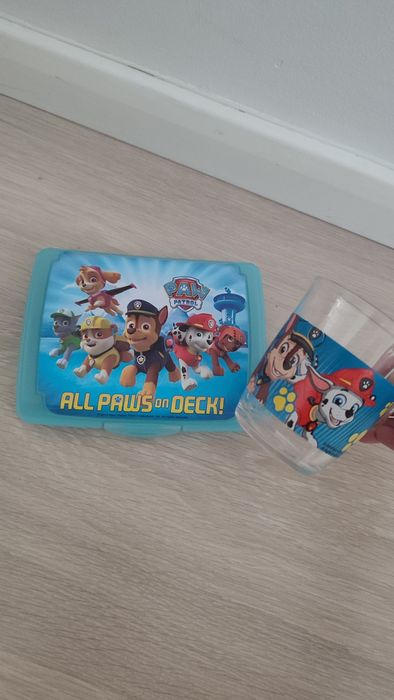 Zestaw Psi Patrol kubek szklany mini śniadaniowa na przekąski