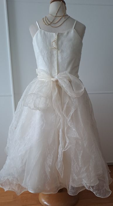Vestido Cerimónia 6/7 Anos Organza beje