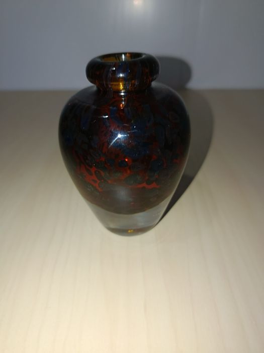 Vaso de Vidro Artístico Italiano Cristalcor – Âmbar com Padrão Casco d