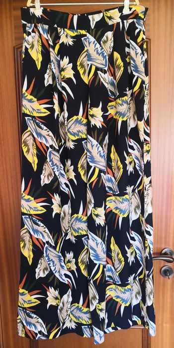 Wide-leg floral trousers M/L