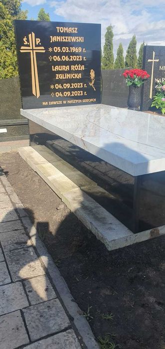 Nagrobek kompozytowy, złoty marmur. Montaż cała Polska.