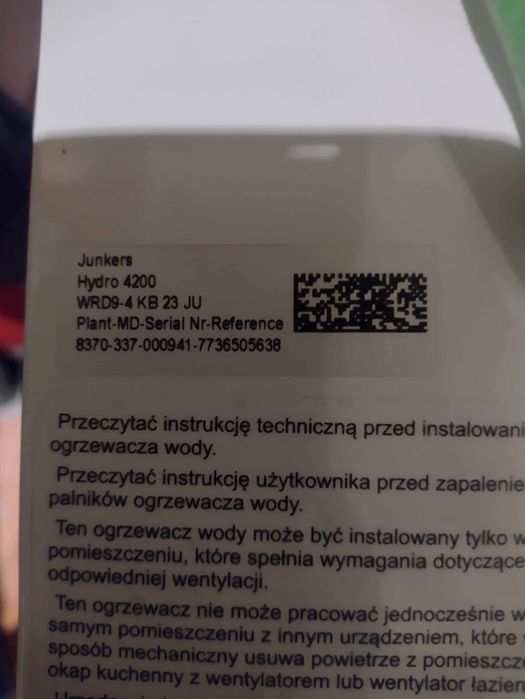 Piecyk gazowy Junkers Hydro 4200